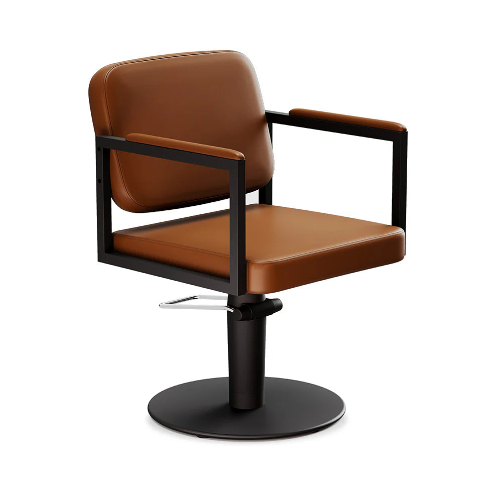The Kiss Styling Chair is a unique styling chair. It's squared off matte black frame creates a bold, crisp look.