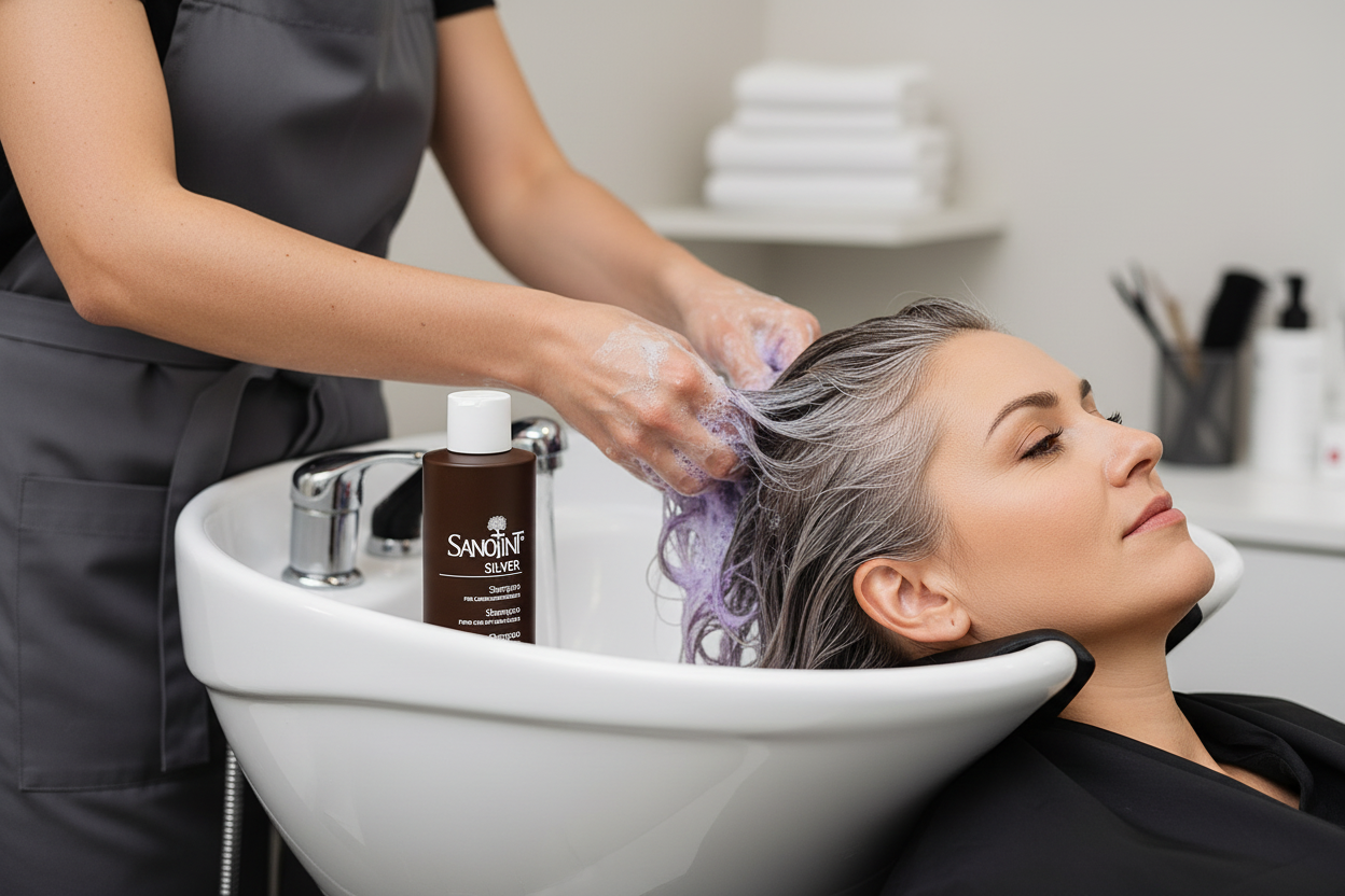 Sanotint silver shampoo for after care for anti yellow now available from salonservdirect